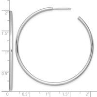 14k White Gold 2.0 x 50mm Polished Post Hoop Earrings-TF2509W