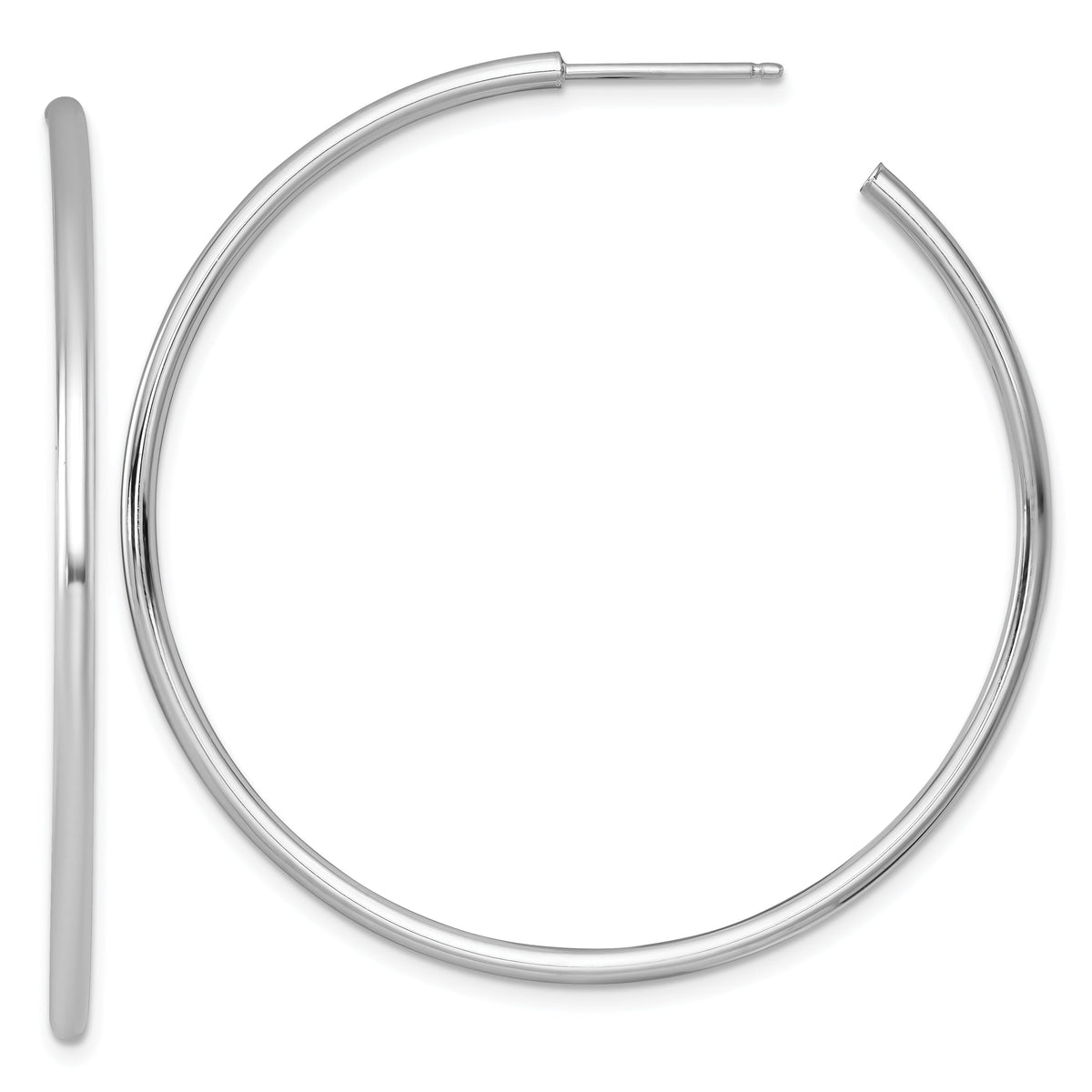 14k White Gold 2.0 x 50mm Polished Post Hoop Earrings-TF2509W