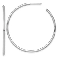 14k White Gold 2.0 x 50mm Polished Post Hoop Earrings-TF2509W