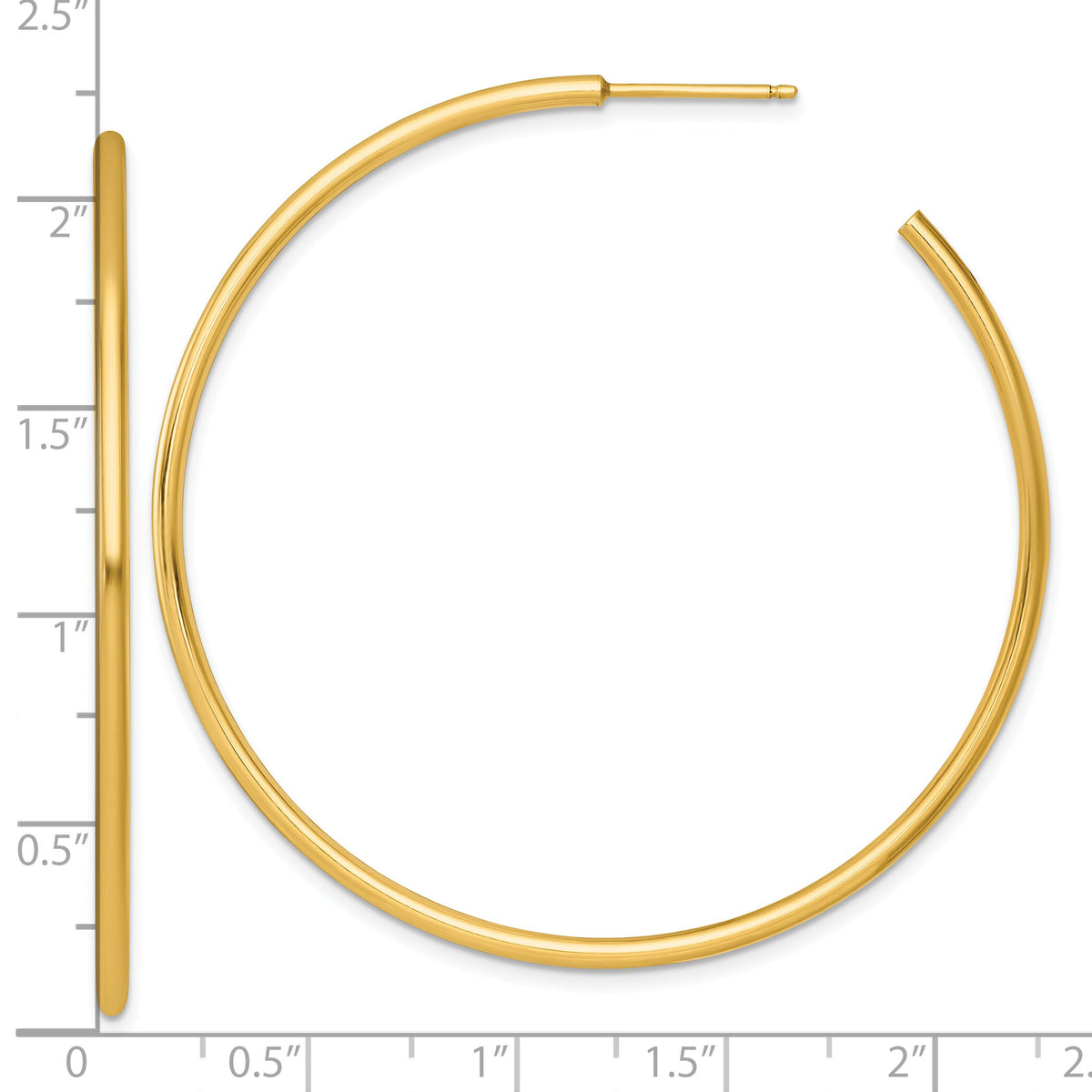 14k 2.0 x 55mm Polished Post Hoop Earrings-TF2510