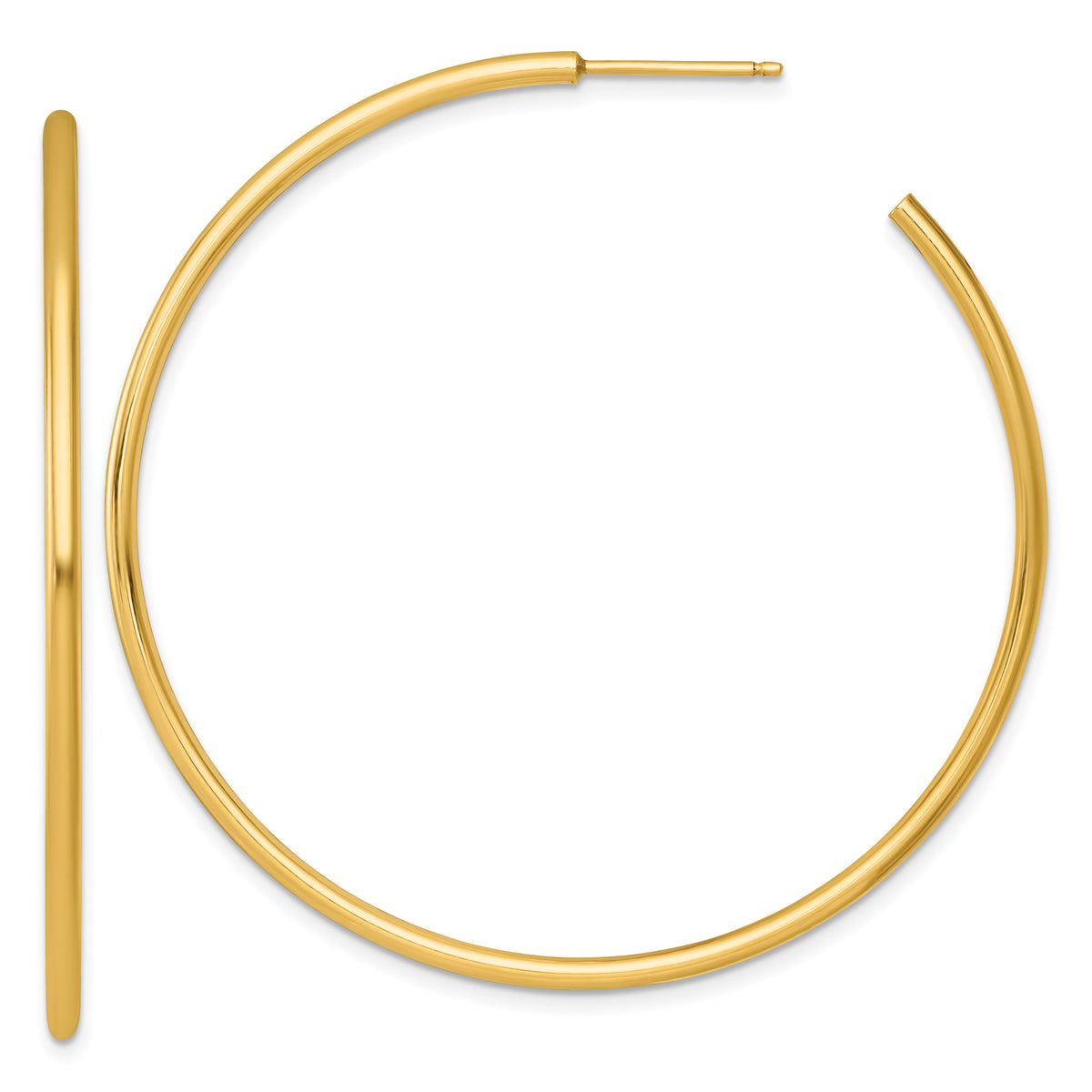 14k 2.0 x 55mm Polished Post Hoop Earrings-TF2510