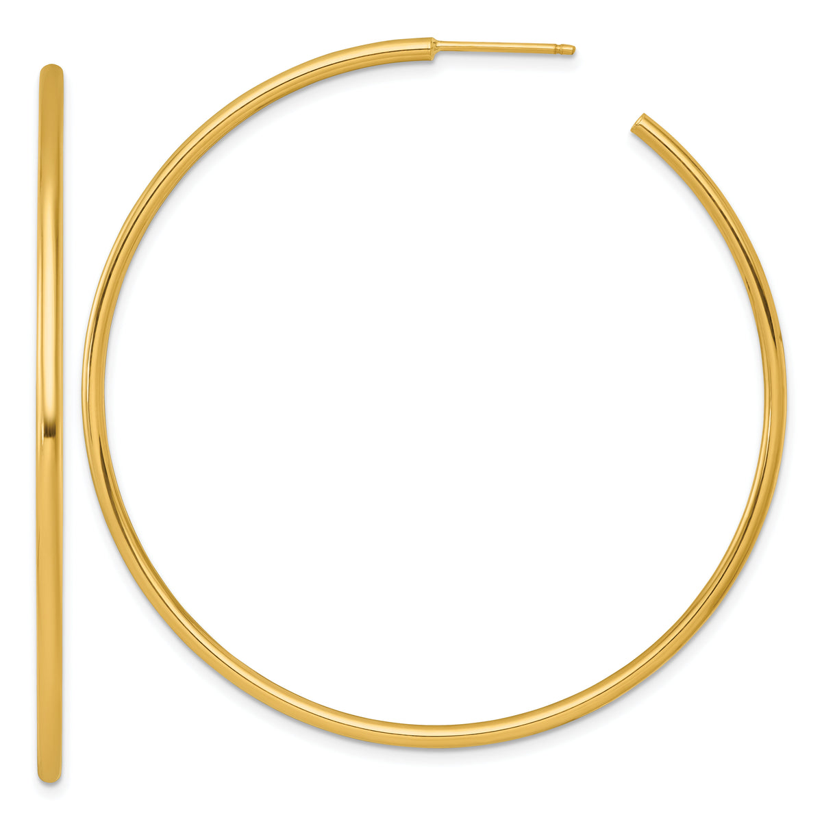 14k 2.0 x 60mm Polished Post Hoop Earrings-TF2511