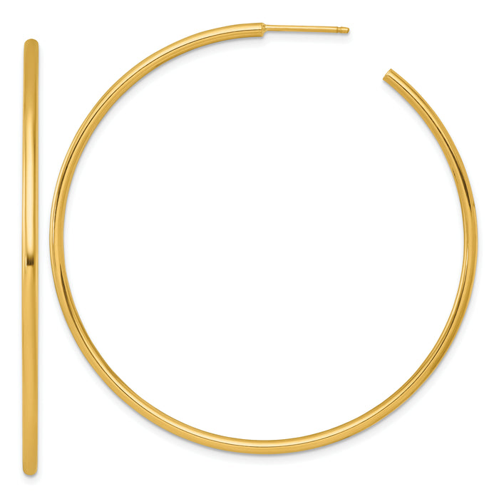 14k 2.0 x 60mm Polished Post Hoop Earrings-TF2511