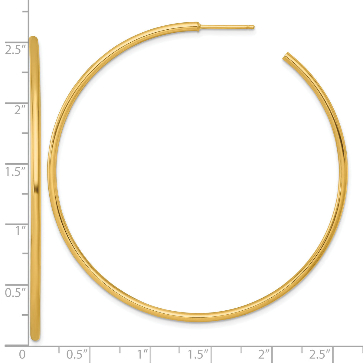 14k 2.0 x 65mm Polished Post Hoop Earrings-TF2512