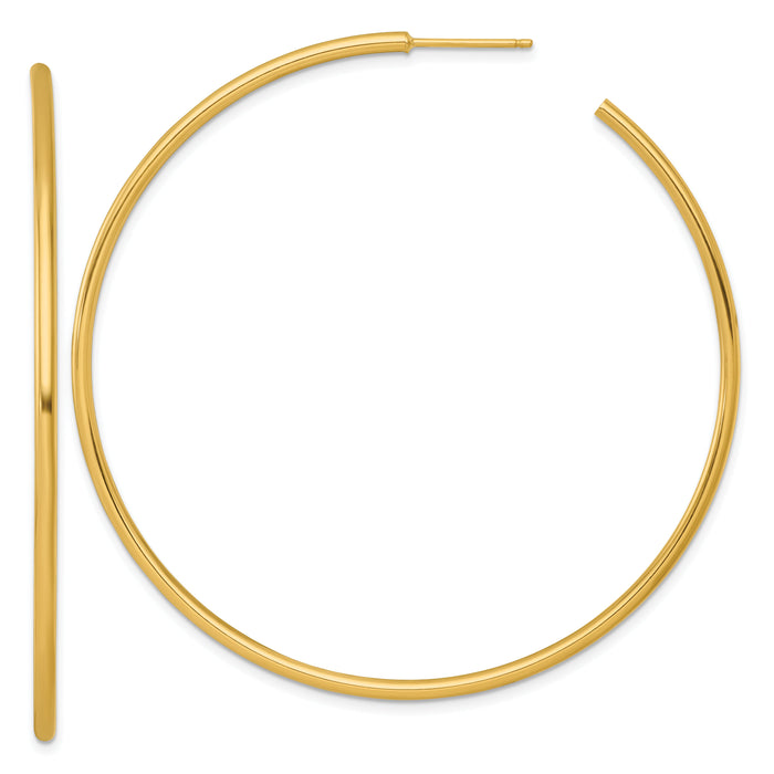 14k 2.0 x 65mm Polished Post Hoop Earrings-TF2512