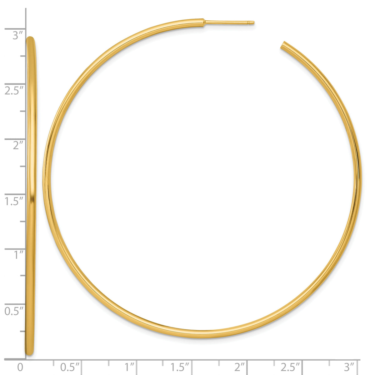 14k 2.0 x 75mm Polished Post Hoop Earrings-TF2514