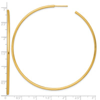 14k 2.0 x 75mm Polished Post Hoop Earrings-TF2514