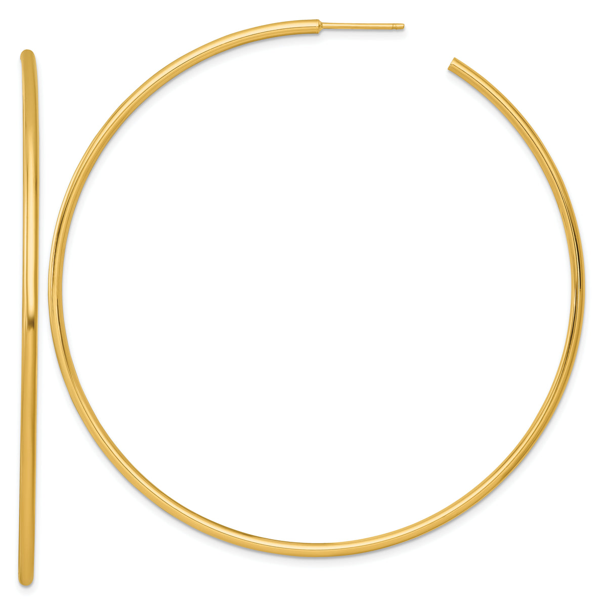14k 2.0 x 75mm Polished Post Hoop Earrings-TF2514