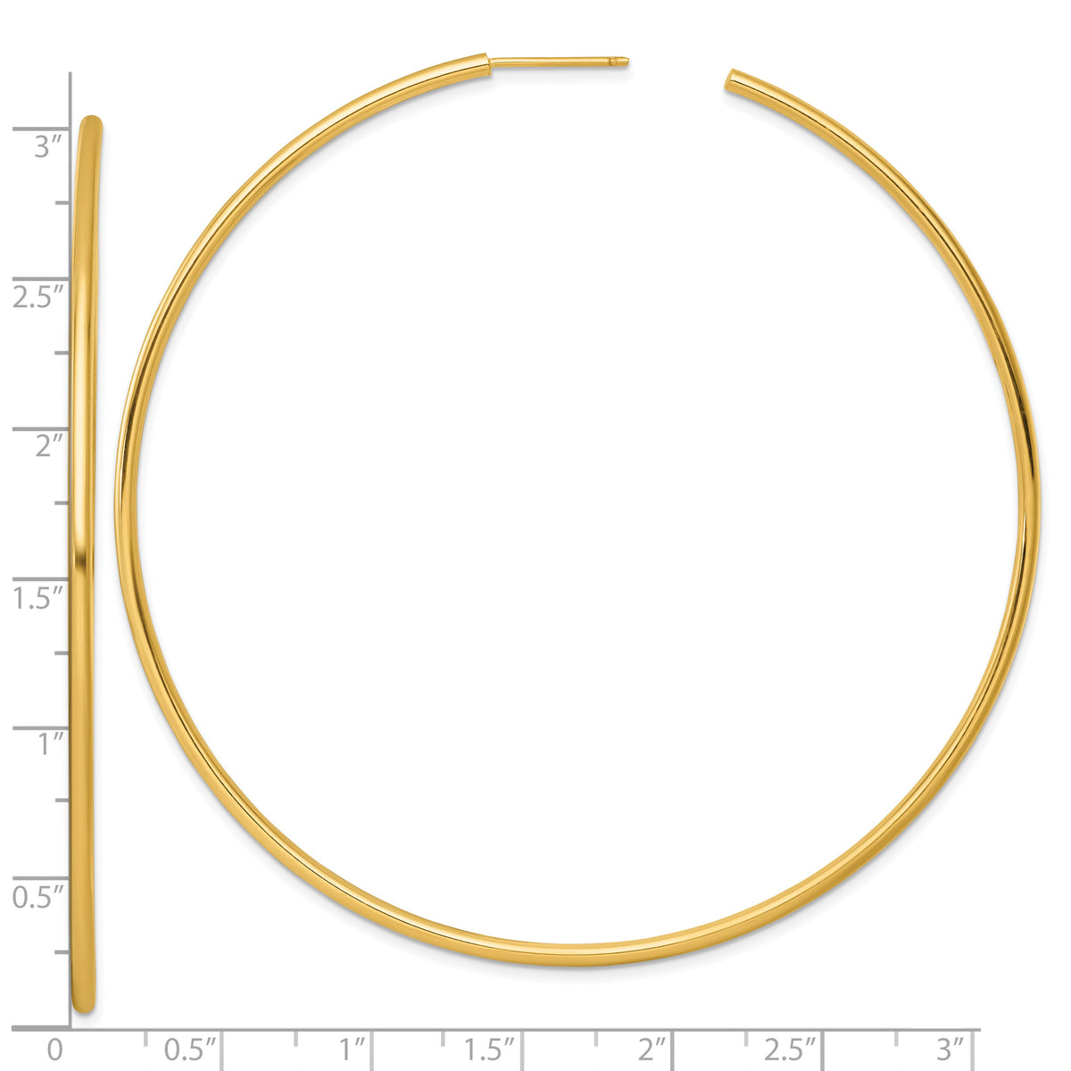 14k 2.0 x 80mm Polished Post Hoop Earrings-TF2515