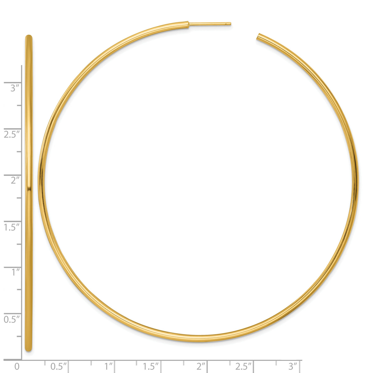 14k 2.0 x 90mm Polished Post Hoop Earrings-TF2516