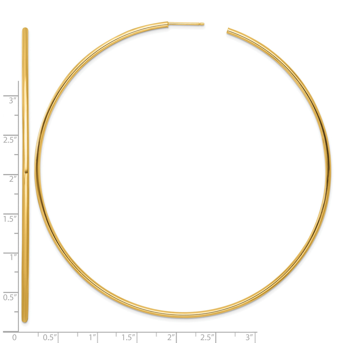 14k 2.0 x 100mm Polished Post Hoop Earrings-TF2517