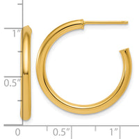 14K 2.5 x 25mm Polished Post Hoop Earrings-TF2518