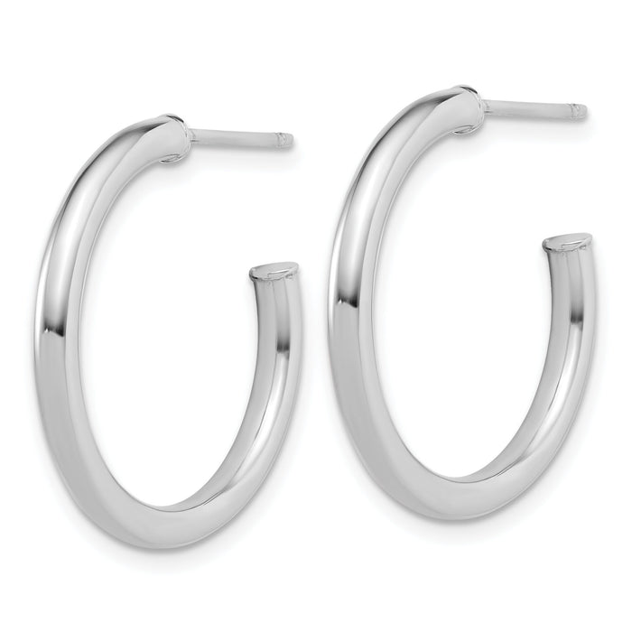 14K White Gold 2.5 x 25mm Polished Post Hoop Earrings-TF2518W