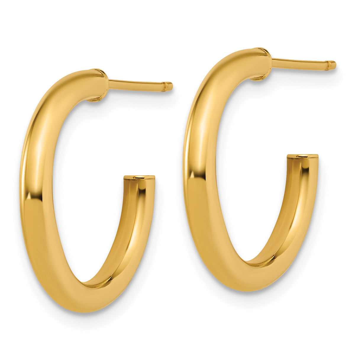 14K 2.5 x 20mm Polished Post Hoop Earrings-TF2519