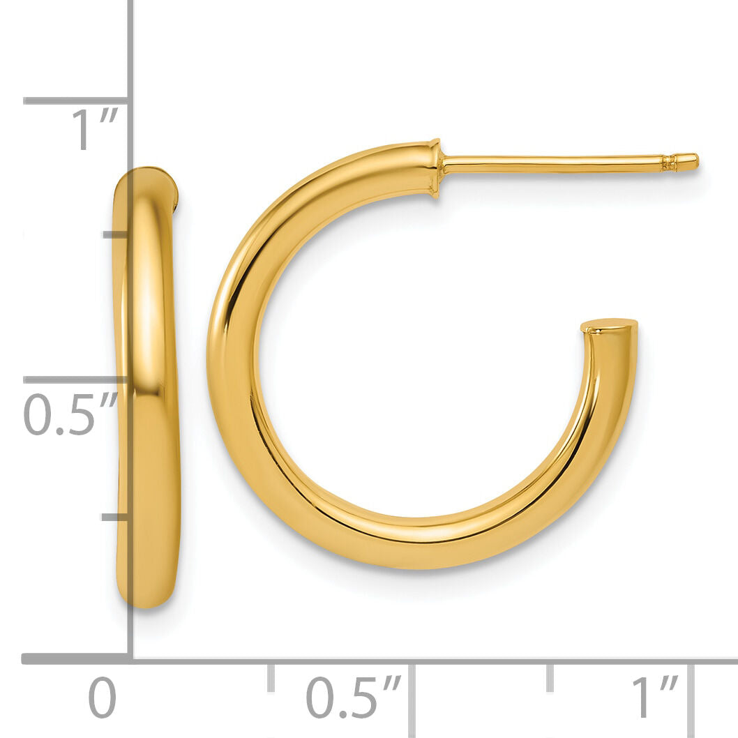 14K 2.5 x 20mm Polished Post Hoop Earrings-TF2519