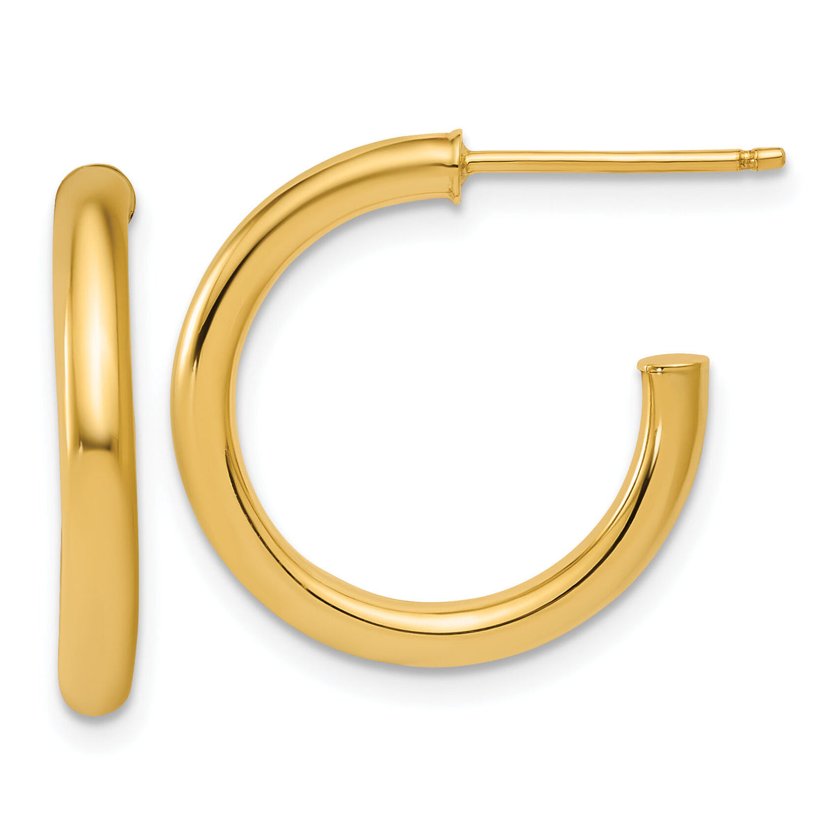 14K 2.5 x 20mm Polished Post Hoop Earrings-TF2519