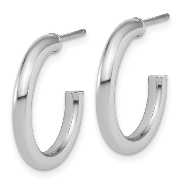 14K White Gold 2.5 x 20mm Polished Post Hoop Earrings-TF2519W