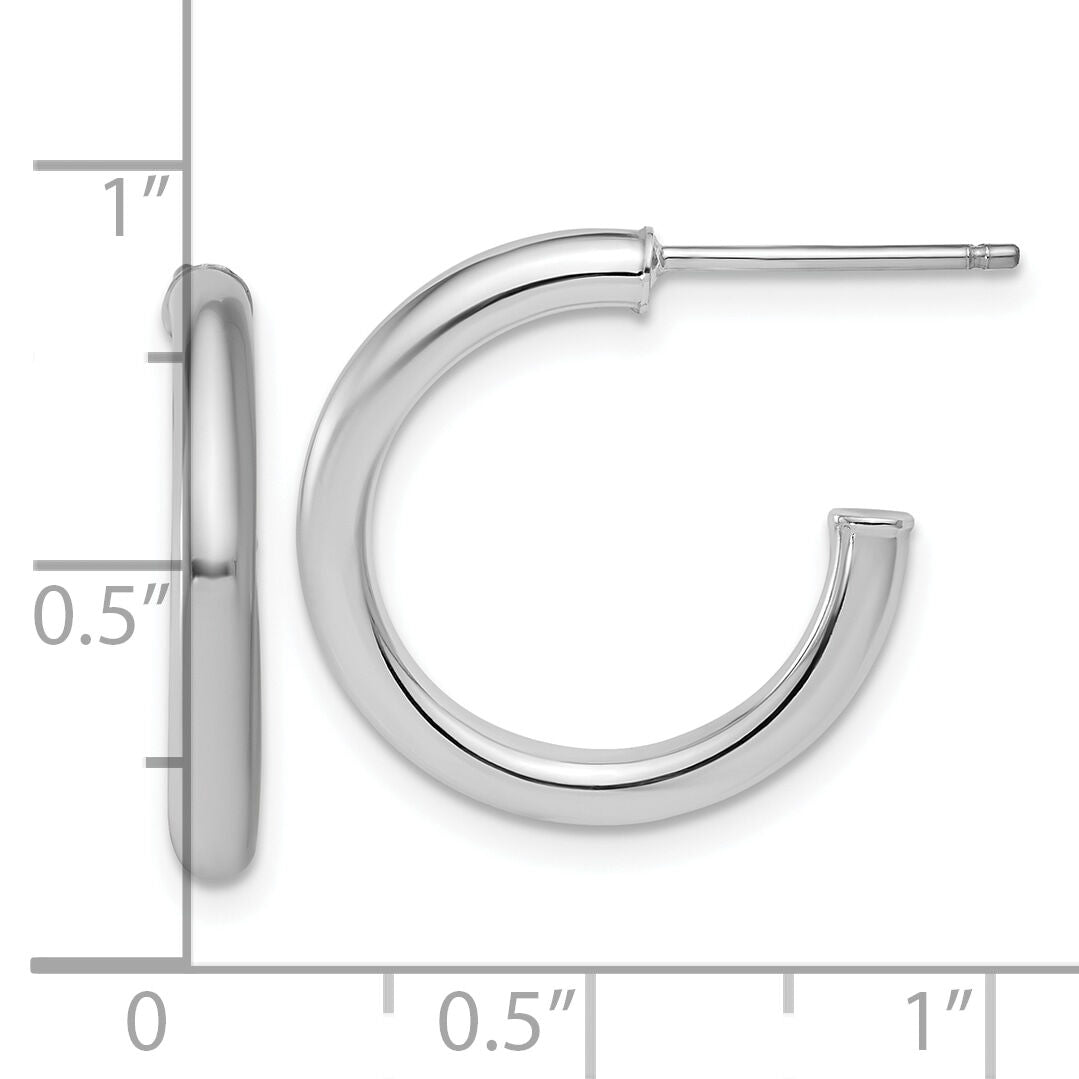 14K White Gold 2.5 x 20mm Polished Post Hoop Earrings-TF2519W