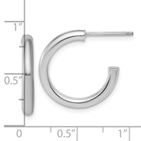 14K White Gold 2.5 x 20mm Polished Post Hoop Earrings-TF2519W