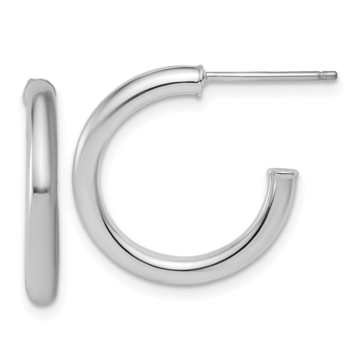 14K White Gold 2.5 x 20mm Polished Post Hoop Earrings-TF2519W