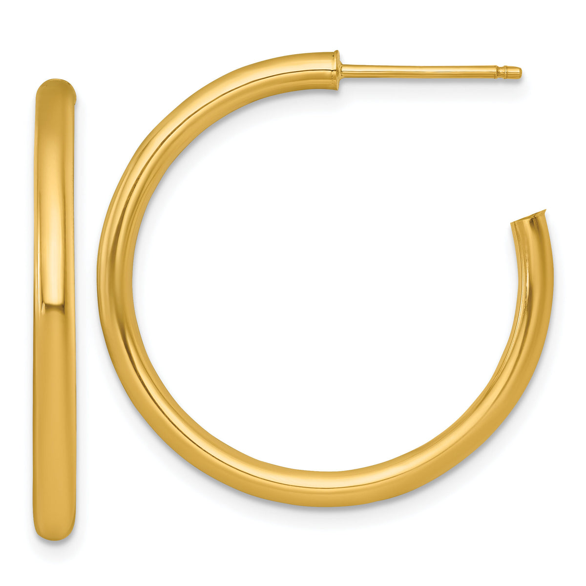 14k 2.5 x 30mm Polished Post Hoop Earrings-TF2520