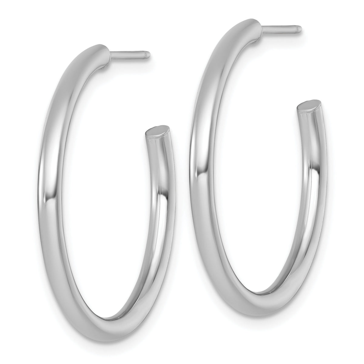 14k White Gold 2.5 x 30mm Polished Post Hoop Earrings-TF2520W