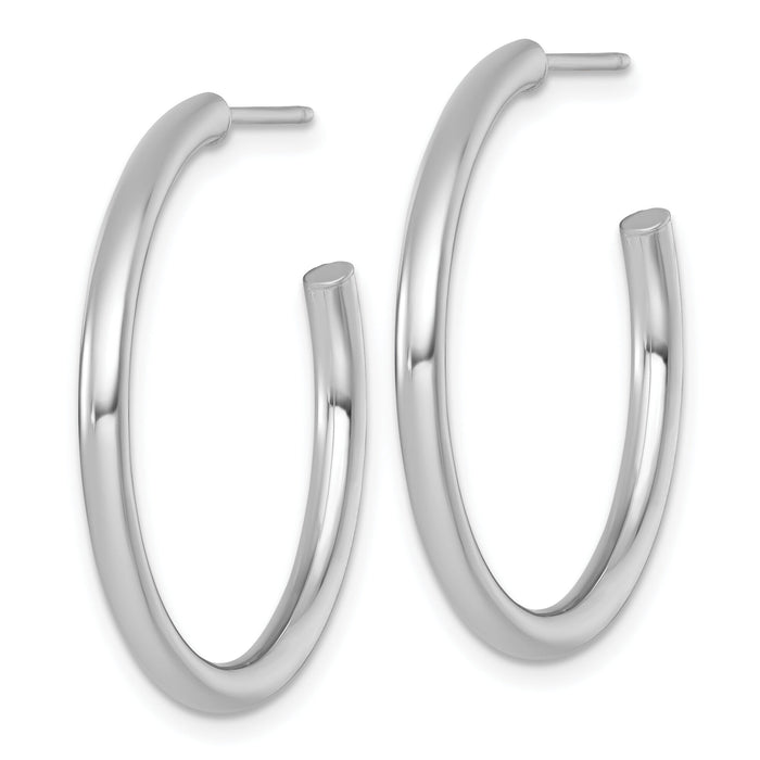 14k White Gold 2.5 x 30mm Polished Post Hoop Earrings-TF2520W