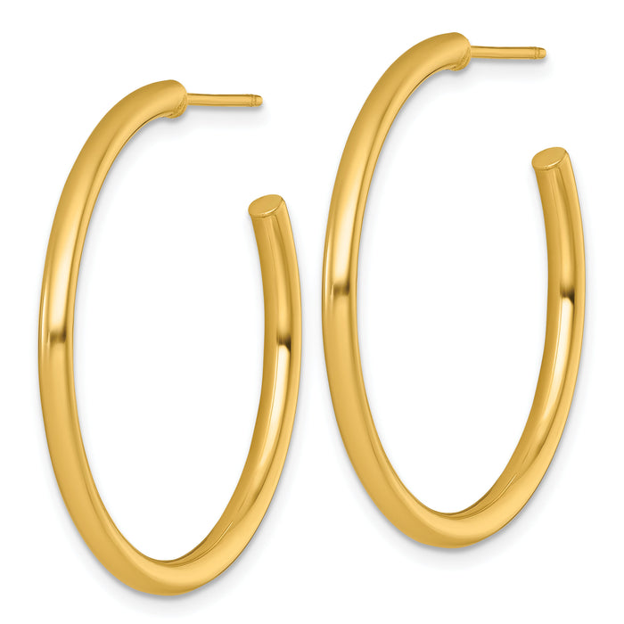 14k 2.5 x 35mm Polished Post Hoop Earrings-TF2521
