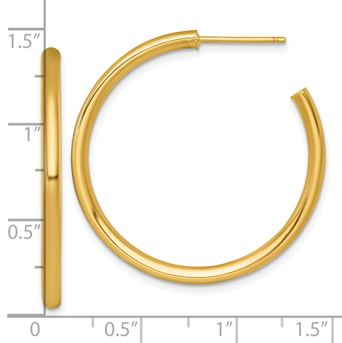 14k 2.5 x 35mm Polished Post Hoop Earrings-TF2521
