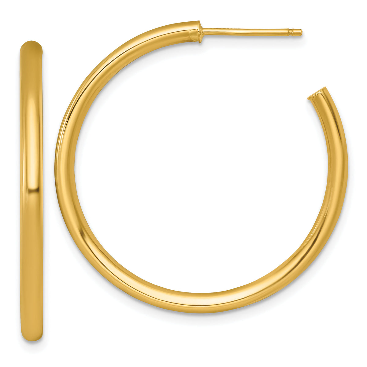 14k 2.5 x 35mm Polished Post Hoop Earrings-TF2521