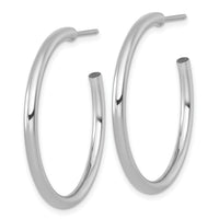 14k White Gold 2.5 x 35mm Polished Post Hoop Earrings-TF2521W