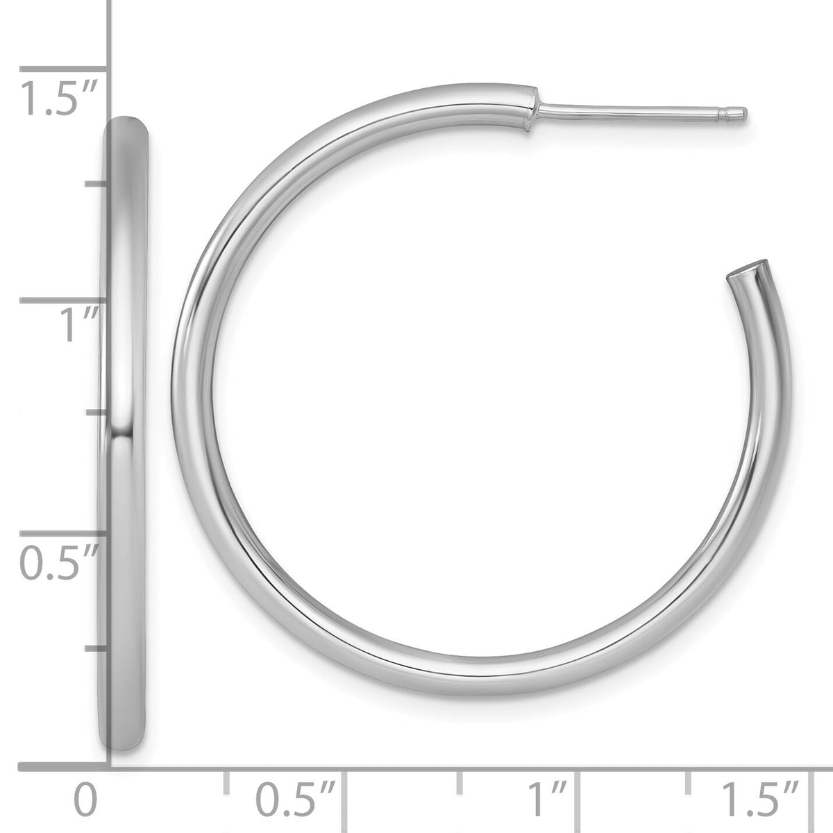 14k White Gold 2.5 x 35mm Polished Post Hoop Earrings-TF2521W