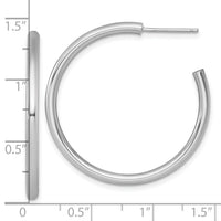 14k White Gold 2.5 x 35mm Polished Post Hoop Earrings-TF2521W