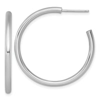 14k White Gold 2.5 x 35mm Polished Post Hoop Earrings-TF2521W