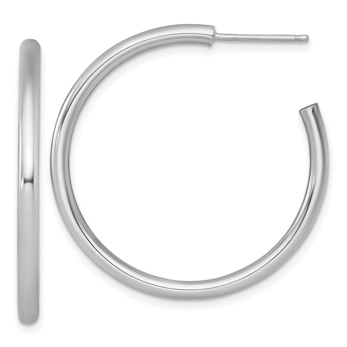 14k White Gold 2.5 x 35mm Polished Post Hoop Earrings-TF2521W