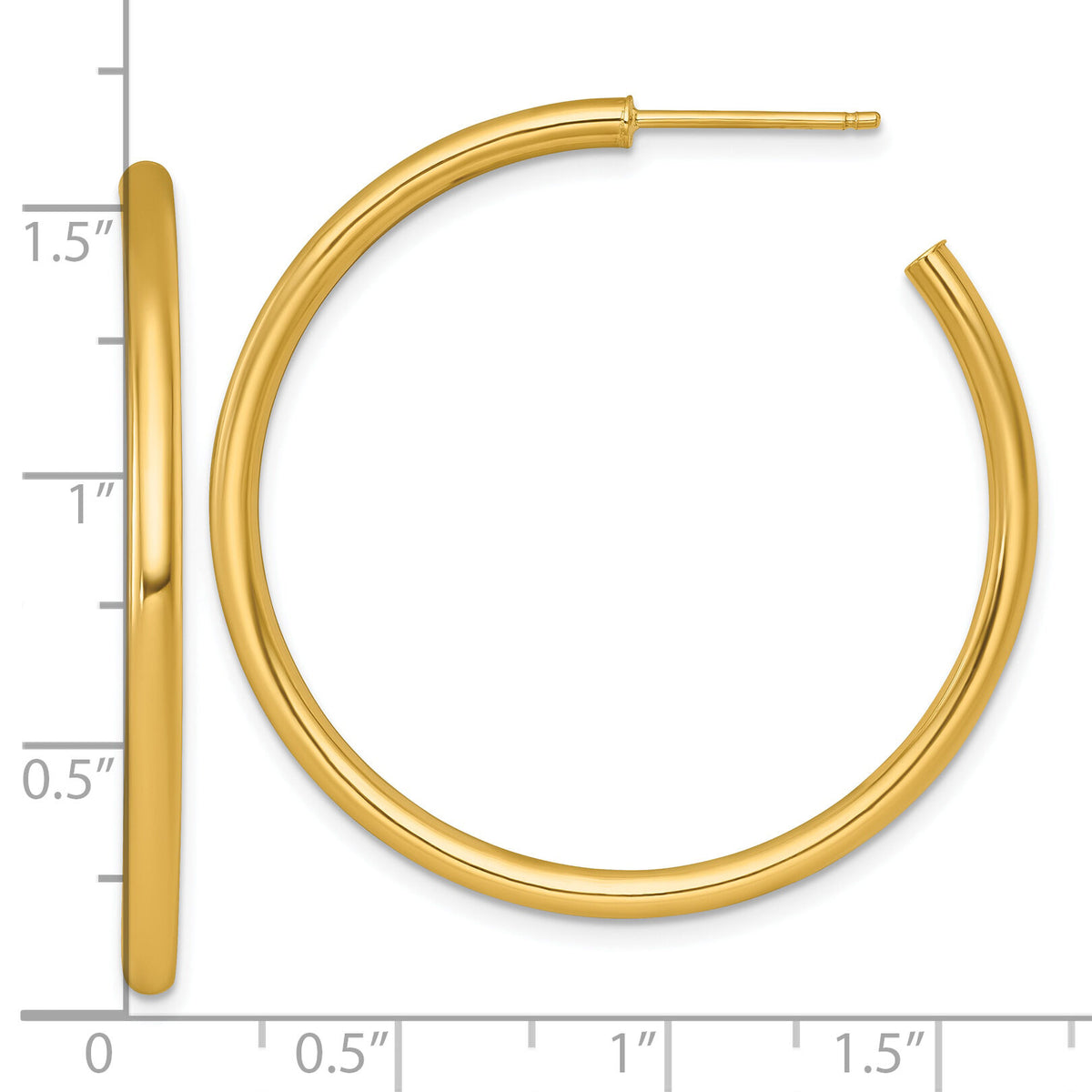 14k 2.5 x 40mm Polished Post Hoop Earrings-TF2522