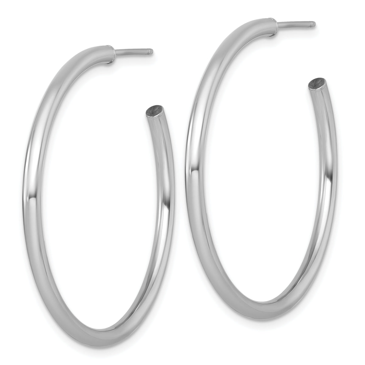 14k White Gold 2.5 x 40mm Polished Post Hoop Earrings-TF2522W