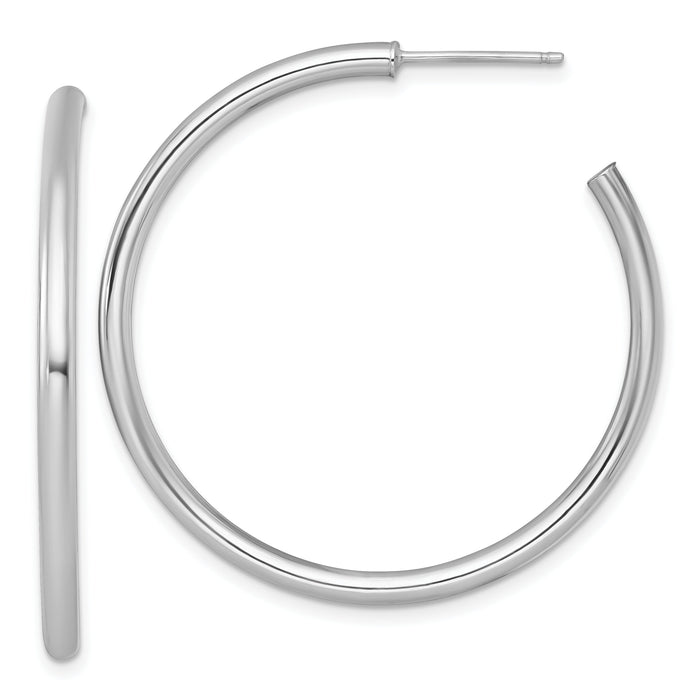 14k White Gold 2.5 x 40mm Polished Post Hoop Earrings-TF2522W