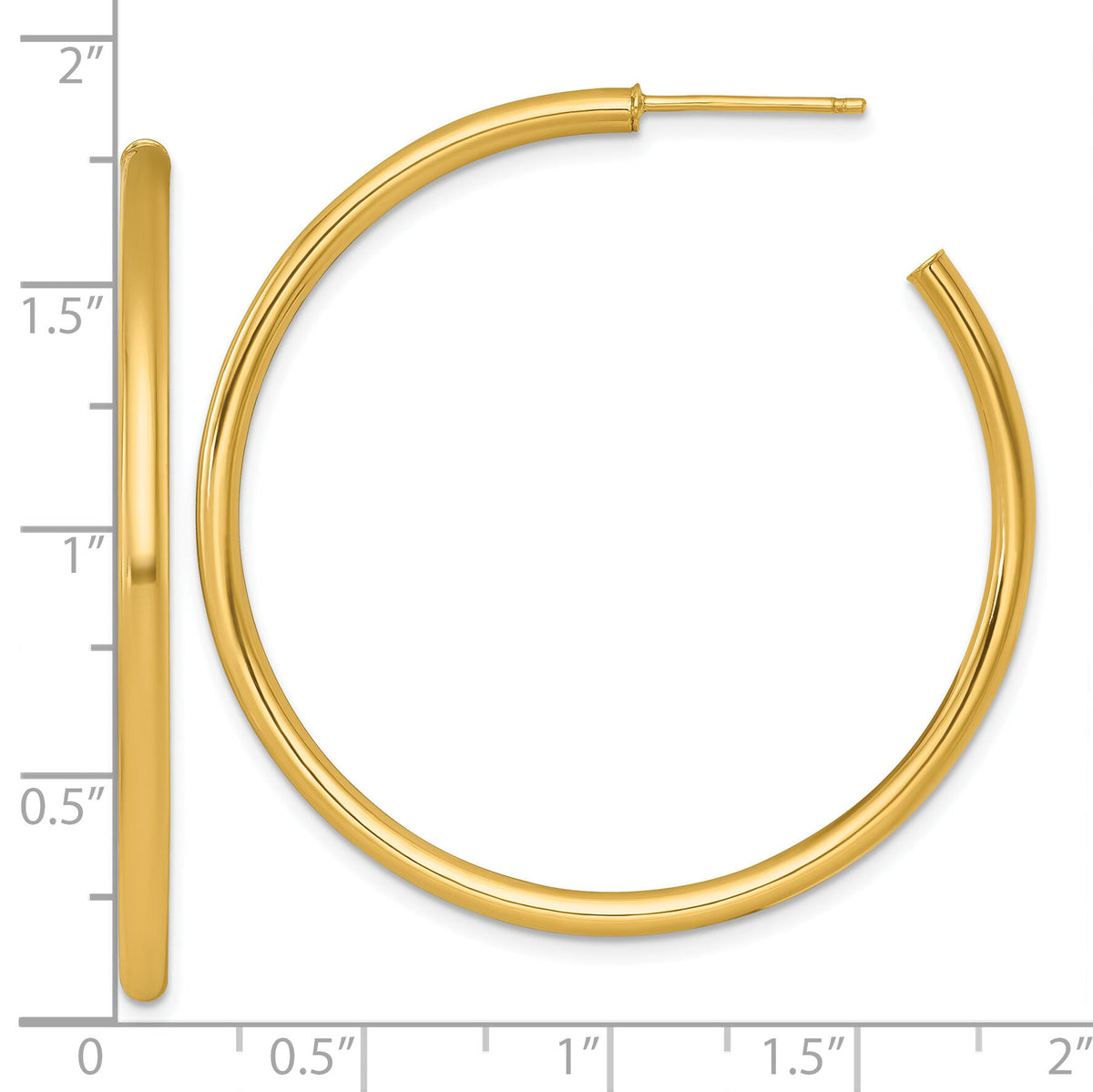 14k 2.5 x 45mm Polished Post Hoop Earrings-TF2523