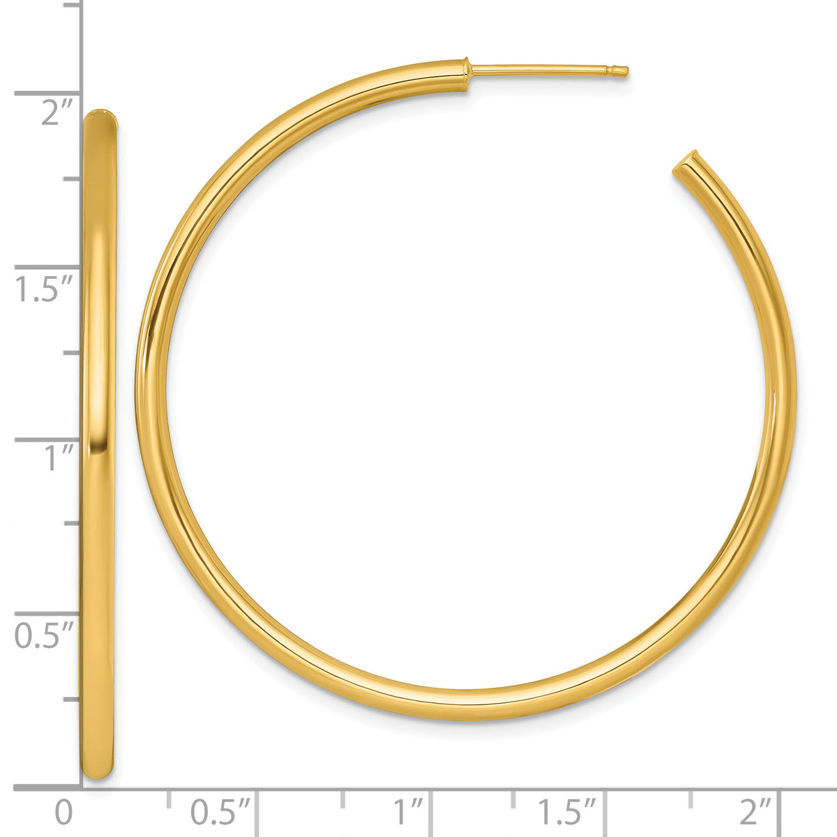 14k 2.5 x 50mm Polished Post Hoop Earrings-TF2524