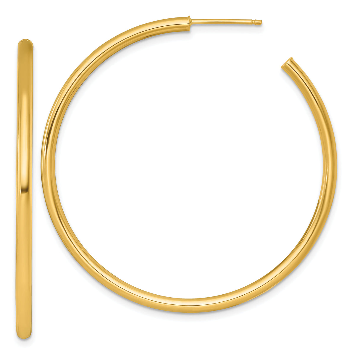 14k 2.5 x 50mm Polished Post Hoop Earrings-TF2524