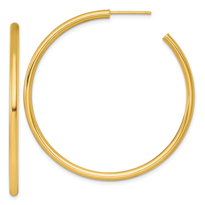 14k 2.5 x 50mm Polished Post Hoop Earrings-TF2524