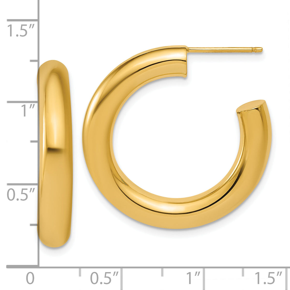 14K 5.0 x 30mm Polished Post Hoop Earrings-TF2525