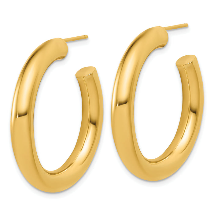 14K 5.0 x 35mm Polished Post Hoop Earrings-TF2526