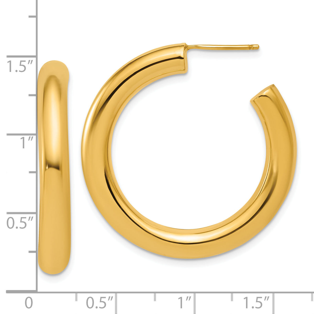 14K 5.0 x 35mm Polished Post Hoop Earrings-TF2526