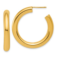 14K 5.0 x 35mm Polished Post Hoop Earrings-TF2526