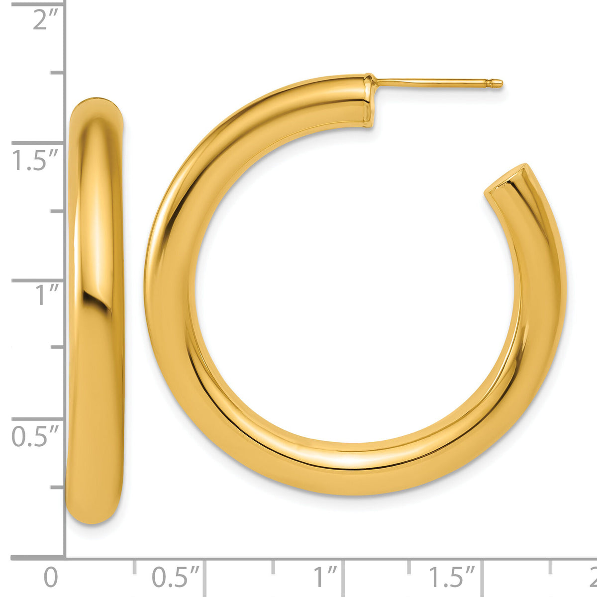 14K 5.0 x 40mm Polished Post Hoop Earrings-TF2527