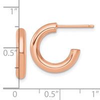14k Rose Gold 3.0 x 16mm Polished Post Hoop Earrings-TF2528R