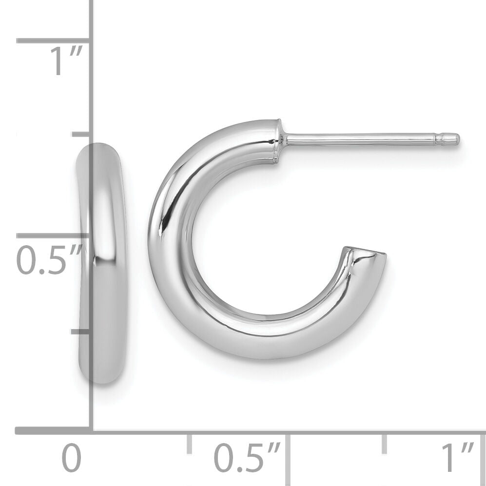 14k White Gold 3.0 x 16mm Polished Post Hoop Earrings-TF2528W