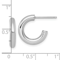 14k White Gold 3.0 x 16mm Polished Post Hoop Earrings-TF2528W